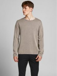 Jack&Jones Sweter Leo 12174001 Brązowy Regular Fit. Brązowe swetry rozpinane Jack&Jones, m, bez wzorów, z bawełny, bez kołnierzyka, bez ramiączek. Za 79.99 zł.