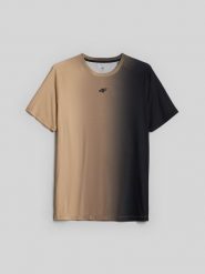 4F Koszulka treningowa szybkoschnąca męska - pomarańczowa L. Brązowe t-shirty 4F, l, bez wzorów, z włókna, bez kołnierzyka, bez ramiączek. Za 139.99 zł.