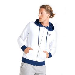 Męski dres Real Boxing z kapturem i zamkiem błyskawicznym. Białe komplety dresowe LEONE 1947 APPAREL, m, bez wzorów, z dresówki, bez ramiączek. Za 168.36 zł.