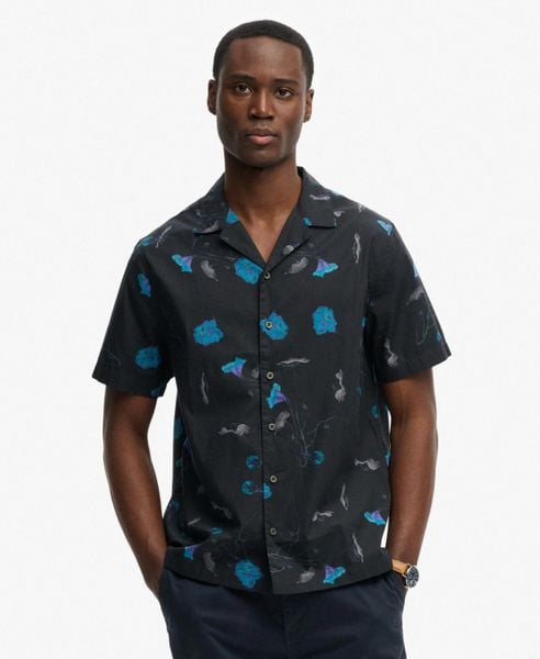 Superdry Koszula krótki rękaw Cabana Print – 100% bawełna organiczna. Niebieskie koszule Superdry, na lato, uniwersalny, bez wzorów, z bawełny, bez kołnierzyka, bez ramiączek. Za 279.65 zł.