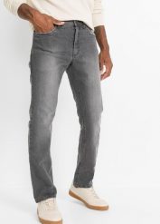Jeansy ze stretchem regular fit w wygodnym fasonie, straight. Szare jeansy bonprix, m. Za 134.99 zł.