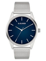 S.Oliver Zegarek kwarcowy w kolorze srebrno-granatowym rozmiar: onesize. Szare, analogowe zegarki S.Oliver, metalowe. Za 217.99 zł.