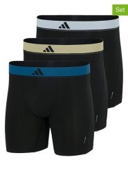 Adidas Bokserki (3 pary) w kolorze czarno-beżowo-niebieskim rozmiar: S. Czarne bokserki Adidas, s, bez wzorów. Za 121.35 zł.