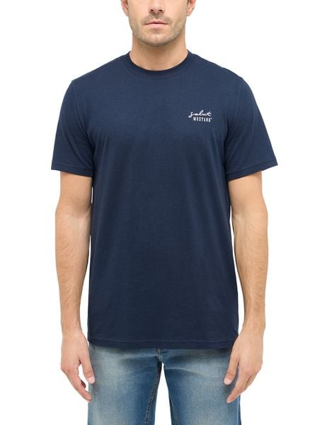 Męski T-Shirt Mustang Style Austin Dark Sapphire 1016280 4136. Niebieskie t-shirty Mustang, m, bez wzorów, bez kołnierzyka, bez ramiączek. Za 69.99 zł.