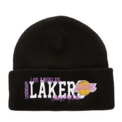Czapka z dzianiny Mitchell & Ness Billboard Los Angeles Lakers. Czarne czapki zimowe Mitchell & Ness, bez wzorów, z dzianiny. Za 198.50 zł.
