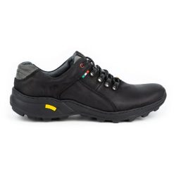 Olivier Męskie buty trekkingowe 296GT czarne. Czarne trekkingi bez wzorów, ze skóry, bez zapięcia. Za 319.69 zł.