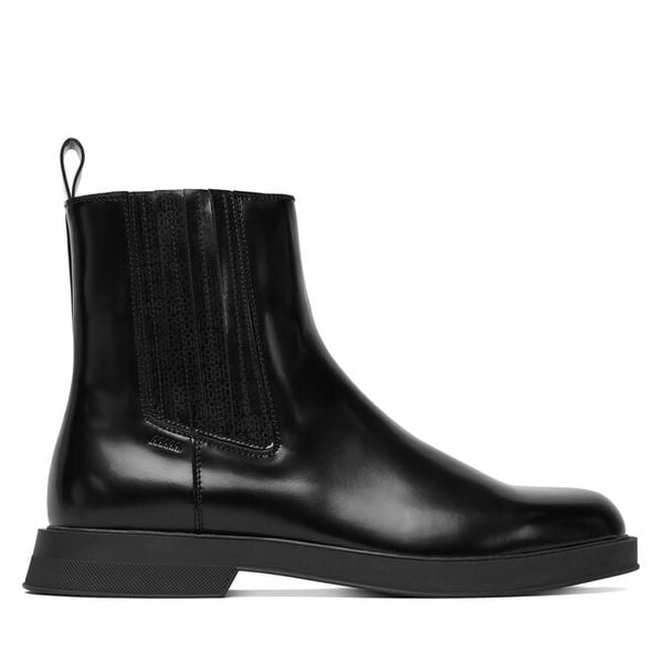 Sztyblety HUGO. Czarne botki sznurowane Hugo, bez wzorów, bez obcasa, bez zapięcia. Za 569.99 zł.