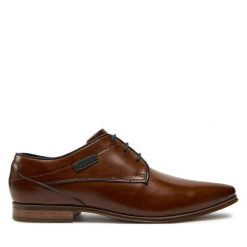 Półbuty Bugatti. Brązowe eleganckie półbuty Bugatti, bez wzorów, bez obcasa, bez zapięcia. Za 239.99 zł.