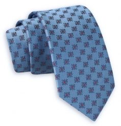 Niebieski Elegancki Krawat -Angelo di Monti- 6 cm, Męski, w Drobny Wzór Geometryczny. Niebieskie krawaty i muchy Angelo di Monti, bez wzorów. Za 45.00 zł.