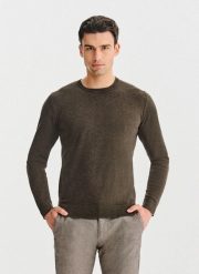 PAKO LORENTE – Brązowy sweter męski o-neck. Brązowe swetry nierozpinane Pako Lorente, na jesień, l, bez wzorów, z poliesteru, bez kołnierzyka, bez ramiączek. Za 199.99 zł.