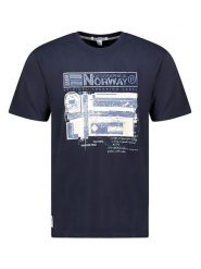 Geographical Norway Koszulka "Jegory" w kolorze granatowym rozmiar: M. Niebieskie bezrękawniki Geographical Norway, m, bez wzorów, z bawełny, bez kołnierzyka, bez ramiączek. Za 62.61 zł.
