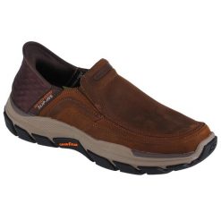 Buty sportowe Sneakersy męskie, Slip-Ins Respected - Elgin. Brązowe buty sportowe casual Skechers, bez wzorów, bez zapięcia. Za 469.99 zł.