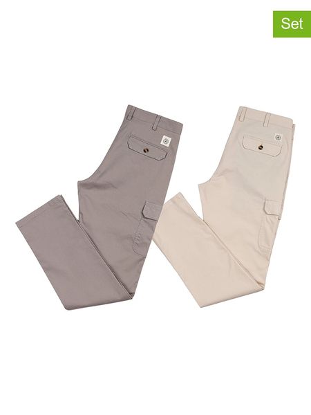 The Time of Bocha Spodnie chino (2 pary) w kolorze szarym i beżowym rozmiar: 50. Brązowe eleganckie spodnie The Time of Bocha, na co dzień. Za 230.53 zł.
