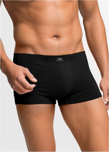 Bokserki hipster z miękką bawełną (3 pary). Czarne bokserki bonprix, m, bez wzorów, z bawełny. Za 57.99 zł.