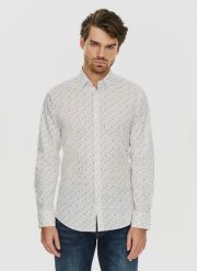 PAKO LORENTE – Męska koszula w mikrowzór P24SF-1X-020-B-S - Pako Lorente. Koszule Pako Lorente, m, bez wzorów, z elastanu, bez kołnierzyka, bez ramiączek. Za 89.99 zł.