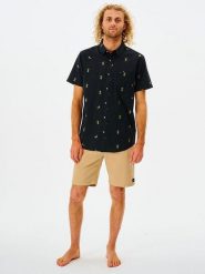 Rip Curl Koszula "Hula Breach" - Regular fit - w kolorze czarnym rozmiar: S. Czarne koszule Rip Curl, s, bez wzorów, z bawełny, bez kołnierzyka, bez ramiączek. Za 100.75 zł.