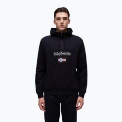 Bluza męska Napapijri Burgee Half Zip Hooded 2.0. Czarne bluzy Napapijri, m, bez wzorów, bez kaptura. Za 409.99 zł.