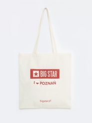 Torba bawełniana poznań 102. Białe torby na ramię BIG STAR, z aplikacjami, z bawełny, na ramię, z nadrukiem, bez dodatków. Za 4.99 zł.