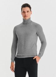 PAKO LORENTE - Golf męski w szarym kolorze. Szare golfy Pako Lorente, l, bez wzorów, z nylonu, bez ramiączek. Za 119.99 zł.