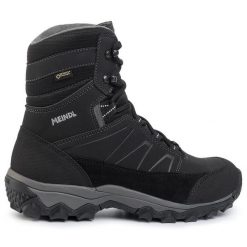 Trekkingi Meindl. Czarne botki sznurowane MEINDL, bez wzorów, z gore-texu, bez obcasa, bez zapięcia. Za 1,129.00 zł.