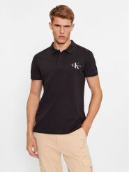 Calvin Klein Jeans Polo J30J323395 Czarny Regular Fit. Czarne koszulki polo Calvin Klein Jeans, l, bez wzorów, z bawełny, bez kołnierzyka, bez ramiączek. Za 199.99 zł.