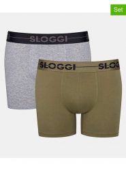 Sloggi Bokserki (2 pary) w kolorze szarym i oliwkowym rozmiar: M. Brązowe bokserki Sloggi, m, bez wzorów. Za 52.17 zł.