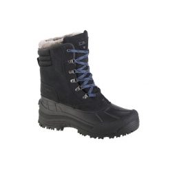 Buty zimowe męskie, CMP Kinos WP Snow Boots. Czarne buty turystyczne CMP, na zimę, bez wzorów, z materiału, przed kolano, bez zapięcia, outdoorowe. Za 359.99 zł.