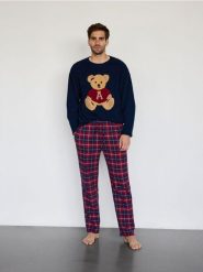 Dwuczęściowa piżama - granatowy. Niebieskie piżamy Reserved, l, bez wzorów, z bawełny, bez ramiączek. W wyprzedaży za 139.99 zł.