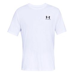 Koszulka sportowa męska Under Armour Left Chest Logo. Białe t-shirty sportowe Under Armour, bez wzorów, bez ramiączek, na fitness i siłownię. Za 134.00 zł.