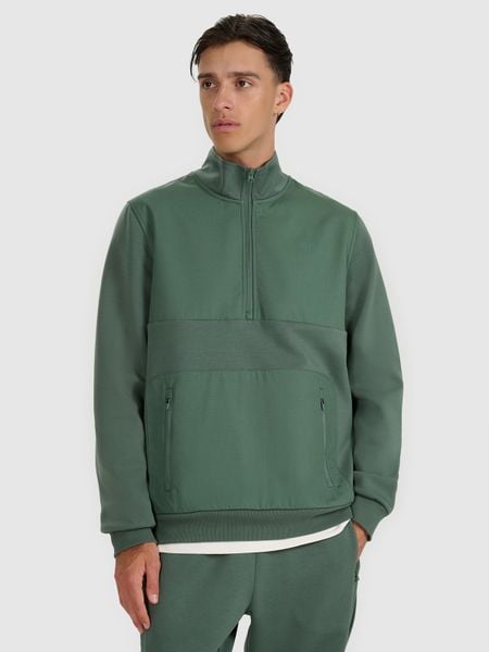 4F Bluza dresowa nierozpinana bez kaptura męska - oliwkowa/khaki XL. Brązowe bluzy 4F, m, bez wzorów, z dresówki, bez kaptura. Za 199.99 zł.