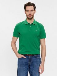 United Colors Of Benetton Polo 3089J3179 Zielony Regular Fit. Zielone koszulki polo United Colors Of Benetton, m, bez wzorów, z bawełny, bez kołnierzyka, bez ramiączek. Za 109.99 zł.