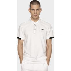 Koszulka polo męska TSM303 - biały. Białe koszulki polo 4F, m, bez wzorów, z dzianiny, bez kołnierzyka, bez ramiączek. Za 79.99 zł.