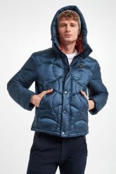 Kurtka męska puchowa BLAUER. Niebieskie kurtki Blauer, m, z aplikacjami, z puchu, z kapturem. W wyprzedaży za 1,322.30 zł.