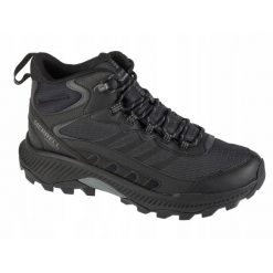 Buty trekkingowe męskie MERRELL SPEED STRILE 2 MID wysokie wodoodporne. Czarne trekkingi Merrell, bez wzorów, bez zapięcia. Za 469.00 zł.
