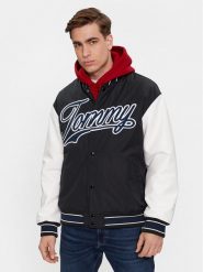 Tommy Jeans Kurtka bomber Letterman DM0DM17880 Czarny Regular Fit. Czarne kurtki Tommy Jeans, m, bez wzorów, z jeansu, bez kaptura. Za 759.99 zł.