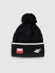 4F Czapka zimowa z wełną merino uniseks - czarna S. Czarne czapki zimowe 4F, bez wzorów, z wełny. Za 99.99 zł.