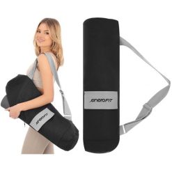 Torba na matę do jogi Enero Fit. Czarne torby na ramię ENEROFIT, bez wzorów, z bawełny, na ramię, bez dodatków. Za 34.99 zł.