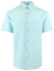 Koszula Weekendowa z Lnem, Krótki Rękaw - Brave Soul - Miętowy-Niebieski. Niebieskie koszule Brave Soul, l, bez wzorów, z bawełny, bez kołnierzyka, bez ramiączek. Za 129.00 zł.