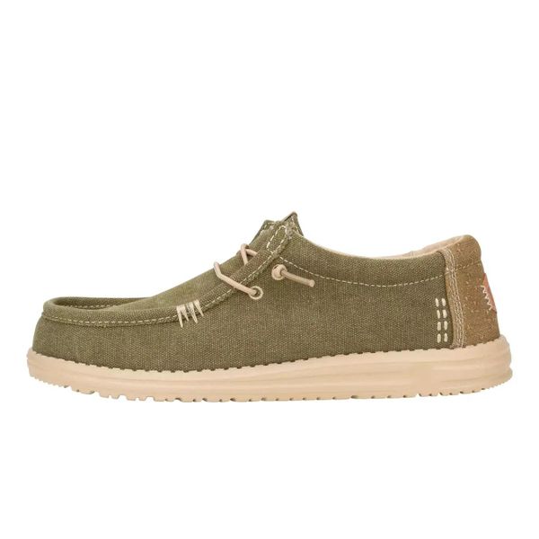 HeyDude Męskie Mokasyny Wally Workwear. Brązowe mokasyny Hey dude, bez wzorów, z materiału, bez obcasa, bez zapięcia. Za 229.00 zł.