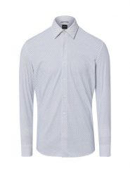 BOSS koszula biznesowa Mężczyźni Slim Fit Sztuczne włókno biały, 43. Białe koszule Boss, m, bez wzorów, z syntetyku, bez kołnierzyka, bez ramiączek. Za 549.95 zł.