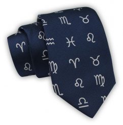 Krawat Alties (7 cm) - Znaki Zodiaku - Granatowy. Niebieskie krawaty i muchy Alties, bez wzorów, z tkaniny. Za 49.00 zł.