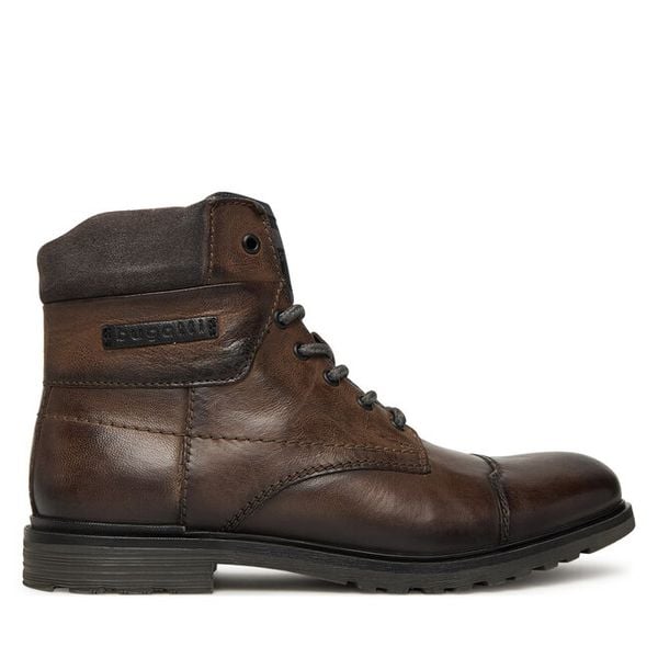 Trzewiki Bugatti. Szare botki sznurowane Bugatti, bez wzorów, bez obcasa, bez zapięcia. Za 419.99 zł.