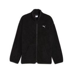 Męska rozpinana bluza typu sherpa Essentials Elevated na zimę o luźnym kroju. Czarne kurtki do biegania Puma, na zimę, m, bez wzorów, bez kaptura, do biegania. Za 269.00 zł.