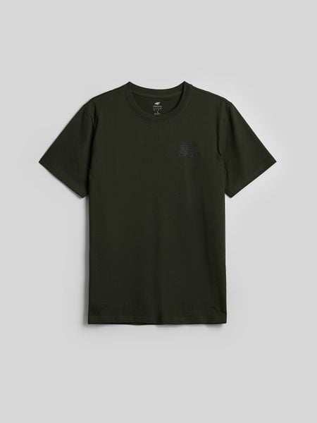 4F T-shirt regular z nadrukiem męski - zielony XL. Zielone t-shirty 4F, m, bez wzorów, z bawełny, bez kołnierzyka, bez ramiączek. Za 69.99 zł.