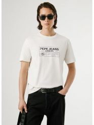 Pepe Jeans Koszulka "Tharky" w kolorze kremowym rozmiar: XL. Brązowe bezrękawniki Pepe Jeans, xl, bez wzorów, z bawełny, bez kołnierzyka, bez ramiączek. Za 78.99 zł.