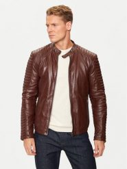 Serge Pariente Kurtka skórzana Leman 2 Brązowy Slim Fit. Brązowe kurtki Serge Pariente, m, bez wzorów, ze skóry, bez kaptura. Za 1,279.00 zł.