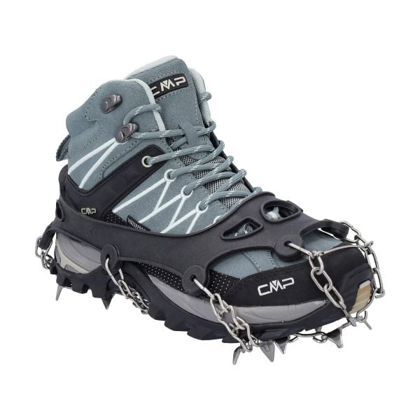 Raczki turystyczne CMP ICE SPIKED CRAMPONS. Czarne buty trekkingowe CMP, bez wzorów, bez zapięcia. W wyprzedaży za 129.99 zł.
