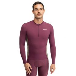 Męska koszulka rowerowa gravel z długim rękawem Kolarstwo Siroko GM3 Unbound. Czerwone bluzy SIROKO, m, bez wzorów, z materiału, bez kaptura. W wyprzedaży za 294.00 zł.