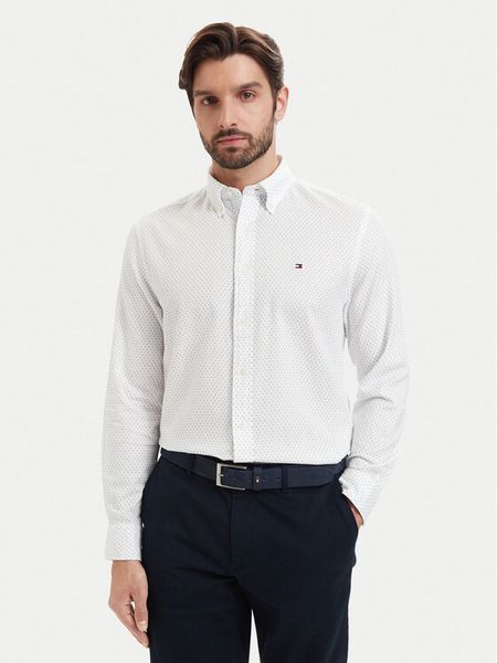 Tommy Hilfiger Koszula Poplin MW0MW43318 Biały Regular Fit. Białe koszule Tommy Hilfiger, m, bez wzorów, z bawełny, bez kołnierzyka, bez ramiączek. Za 409.99 zł.
