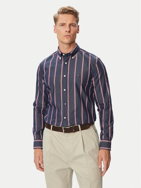 Tommy Hilfiger Koszula Poplin MW0MW44588 Granatowy Regular Fit. Niebieskie koszule Tommy Hilfiger, m, bez wzorów, z bawełny, bez kołnierzyka, bez ramiączek. Za 409.99 zł.
